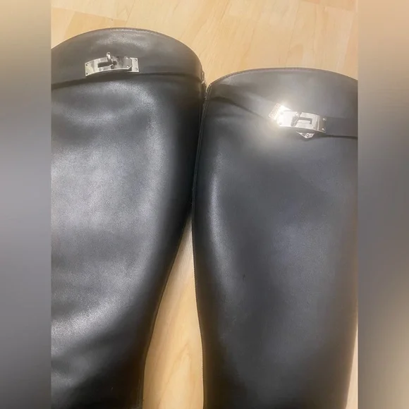 Black Knee-High rain Boots - Picture 14 of 16